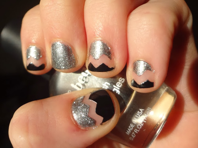 Black and silver chevron nails, aka Bailey, nail polish