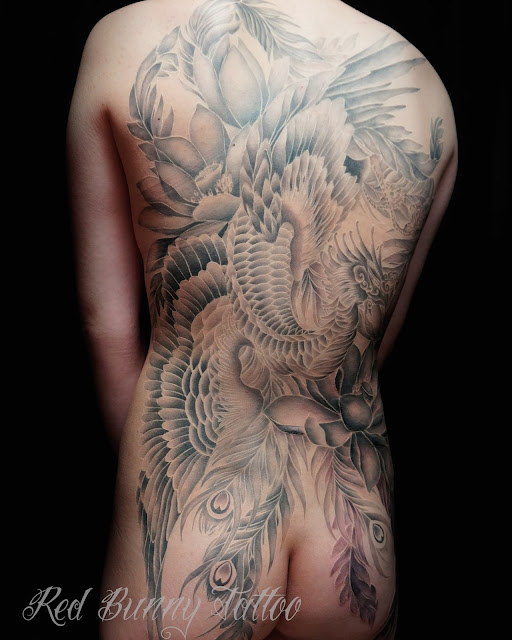 phoenix tattoo lotus　flower 鳳凰　蓮　タトゥー