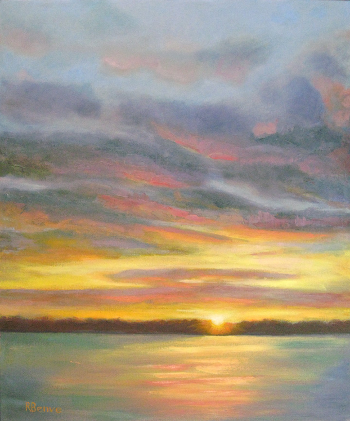 "Sunset at Silver Lake" Oil Painting