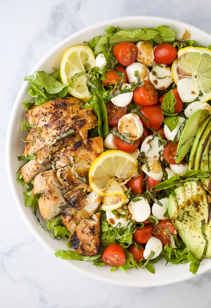 Avocado Caprese Chicken Salad with Balsamic Vinaigrette INSPIRED RECIPE