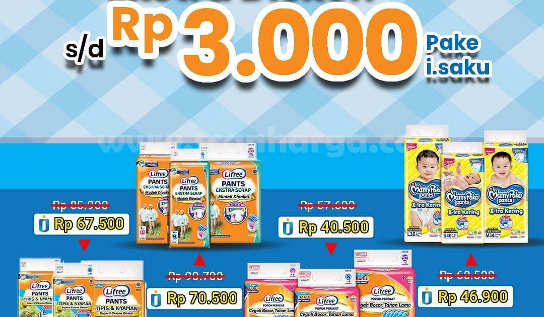 Indomaret Promo Pampers Anak / Popok Bayi EXTRA DISKON Rp 3.000 Pake i