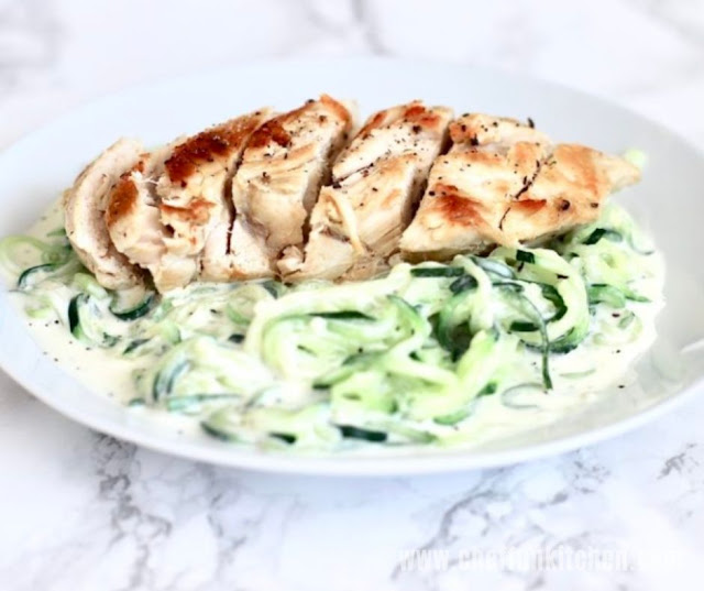 Easy Chicken And Creamy Alfredo Zoodles
