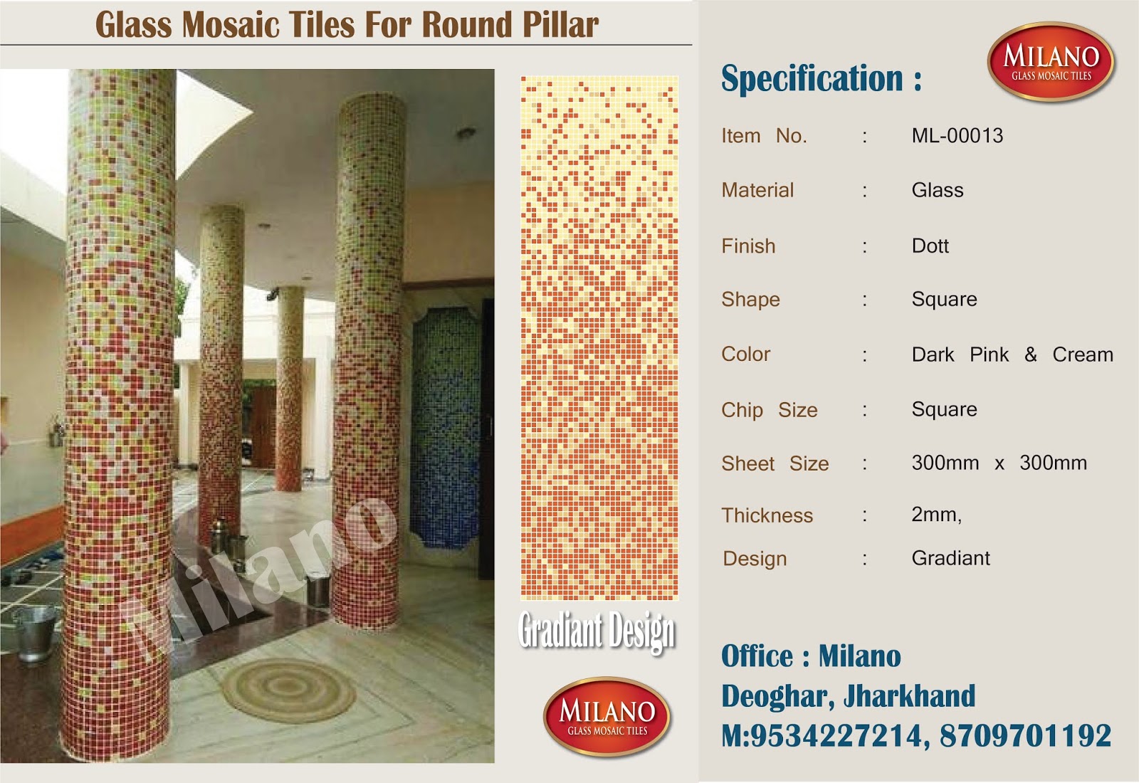 Round Pillar Tiles Design and Digital Printed Mosaic Tiles for Pillars