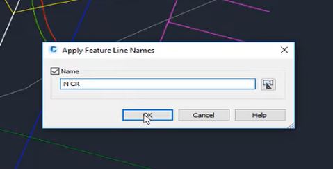 Apply feature line names in Autodesk Civil 3D