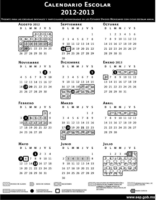 Calendario Escolar del ciclo 2012-2013