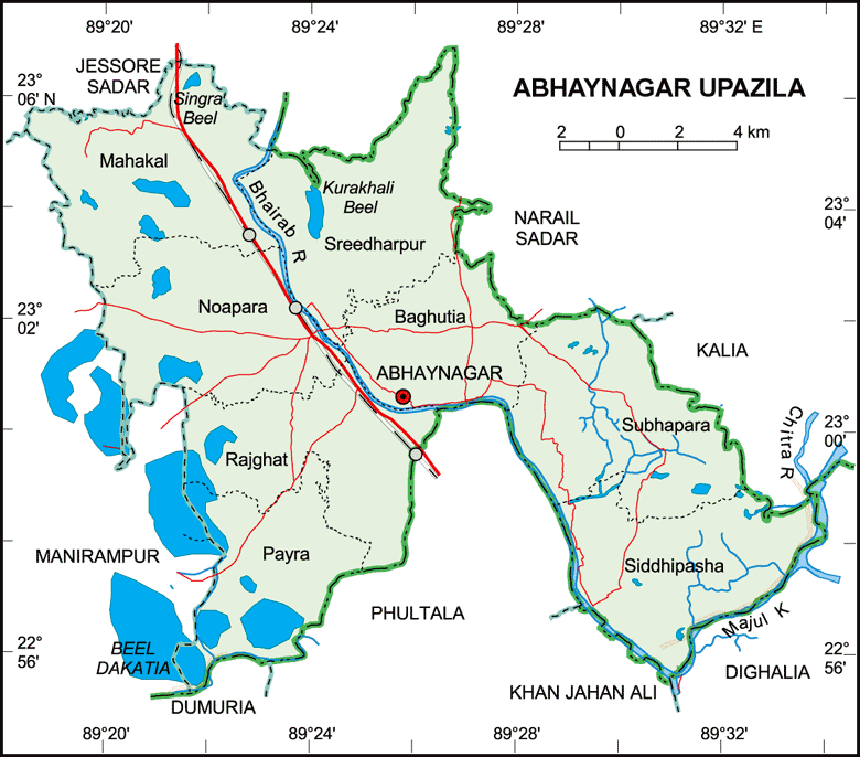 Abhaynagar Upazila Map Jessore District Bangladesh