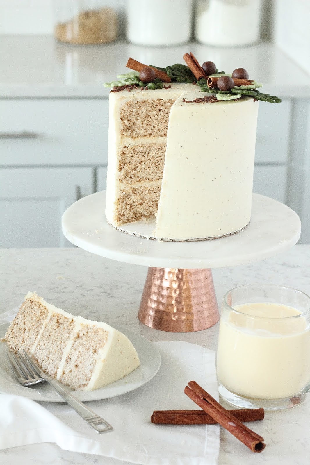 Egg Nog Cake with Egg Nog Buttercream