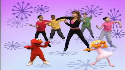 Zoe, Elmo and Paula Abdul dance. sesame street zoe's dance moves.