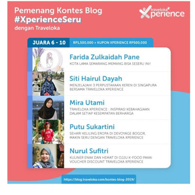 about me juara ke sepuluh kontes blog traveloka xperience 2019 nurul sufitri travel lifestyle blogger review kuliner ojju k food