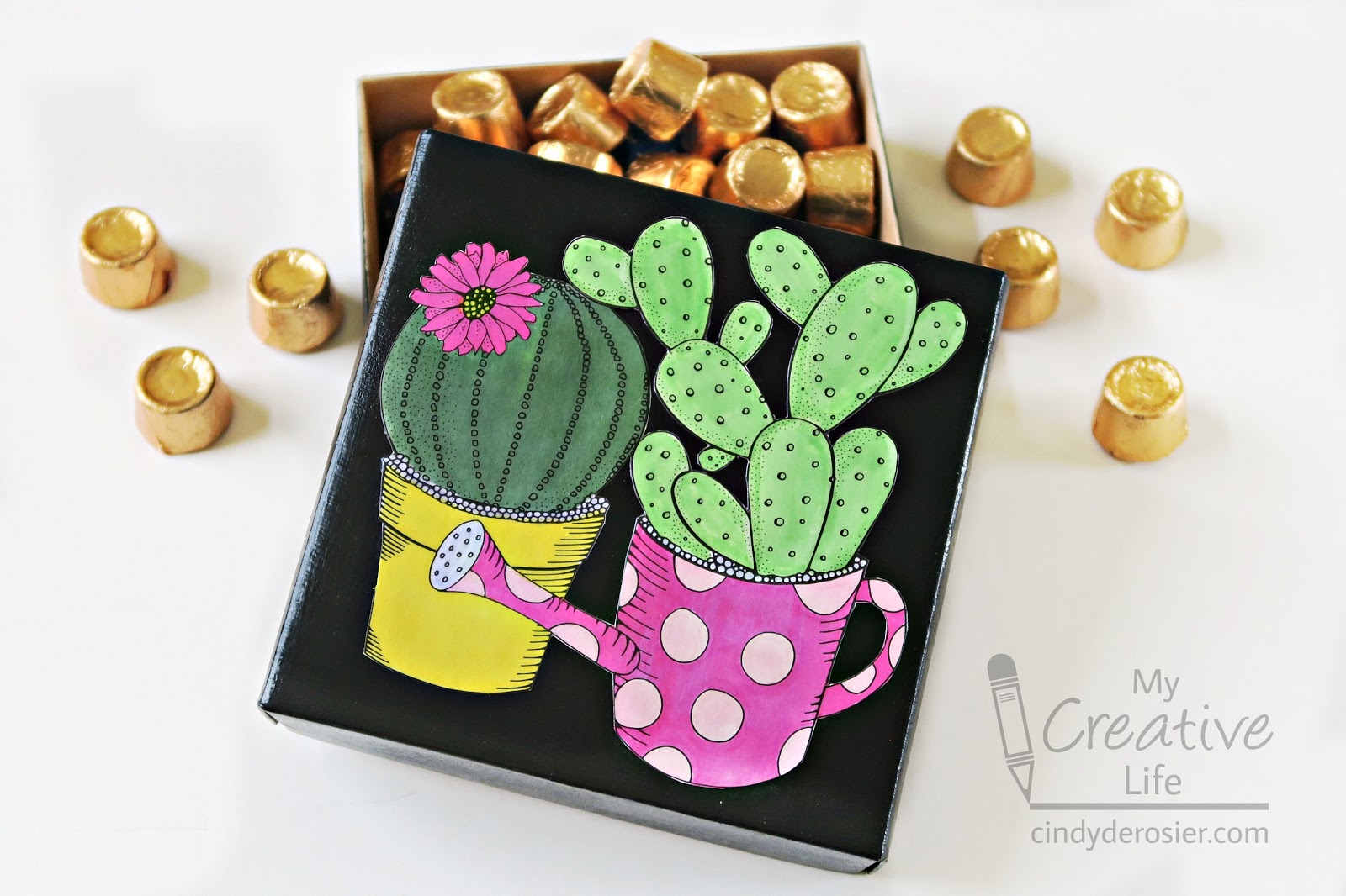 Cindy Derosier My Creative Life Coloring Book Cactus Gift Box