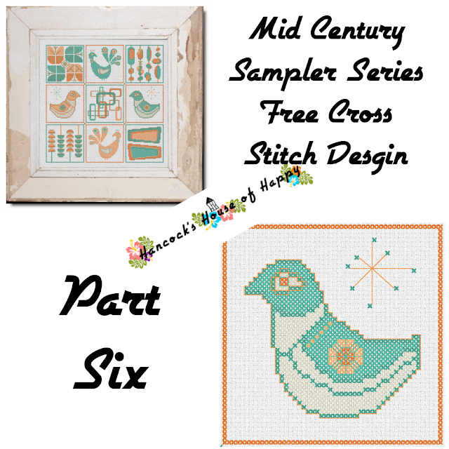 Mid-Century Madness: Free Country Style Mid-Century Cross Stitch Sampler Design Part VI