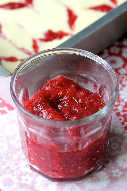 Strawberry Cheesecake Bars with Homemade Fresh Strawberry Jam from Karen's Kitchen Stories