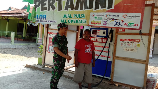 Kunjungi Pertamini Bangunsari, Begini Pesan Babinsa Plumbungan