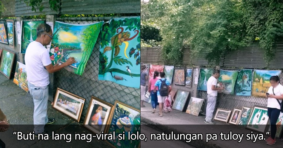 Talentadong Lolo, Nagbebenta ng Artwork sa Daan Para sa Asawang may Sakit