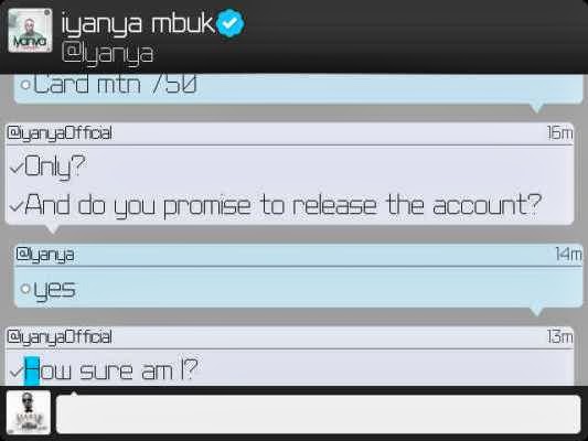 Check out Iyanya's hacked twitter account direct messages ~ Welcome to