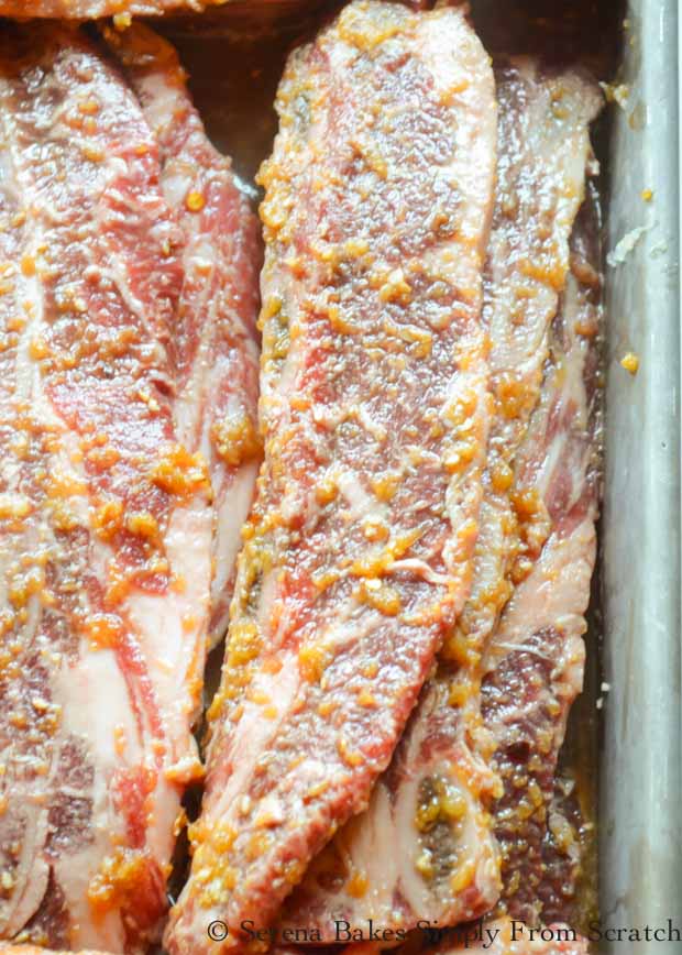 Galbi Korean BBQ marinade over Short Ribs from Serena Bakes Simply From Scratch.