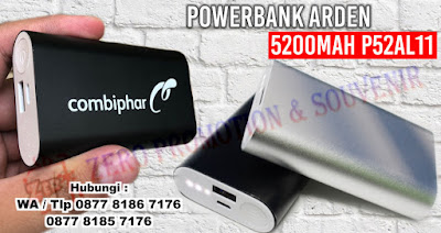 jual Souvenir Perusahaan Powerbank Arden 5200mAh P52AL11, Power Bank Promosi : POWER BANK METAL 5200MAH P52AL11 