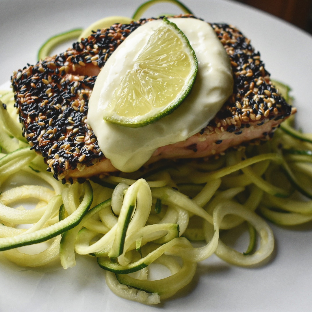 Sesame Crusted Salmon with Wasabi Aioli • Chef Jen