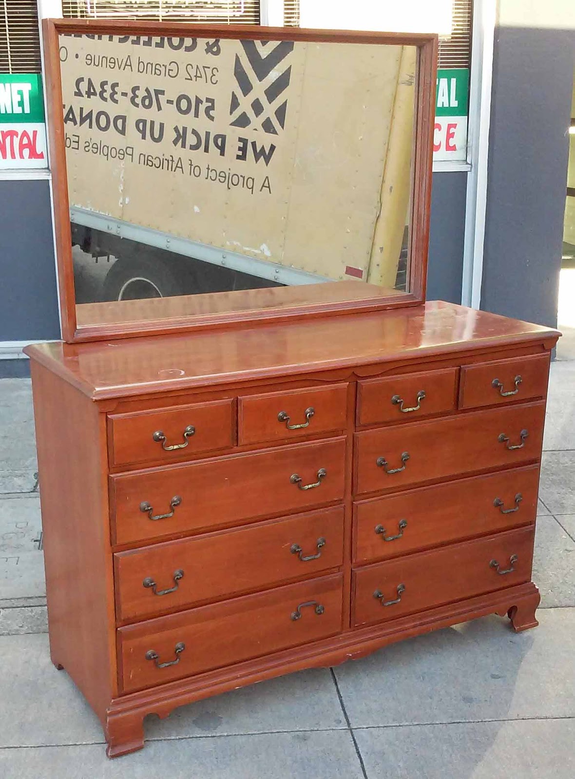 UHURU FURNITURE & COLLECTIBLES SOLD Early American Dresser w/ Mirror