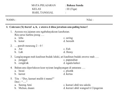 Soal Pat Bahasa Sunda Kelas 3 Semester 2 Tahun 2020 Pembahasan Dan Jawaban Data Tentang Pendidikan