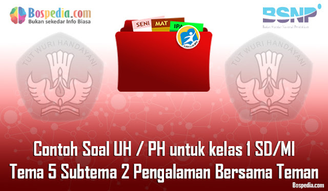 Contoh Soal UH / PH untuk kelas 1 SD/MI Tema 5 Subtema 2 Pengalaman Bersama Teman