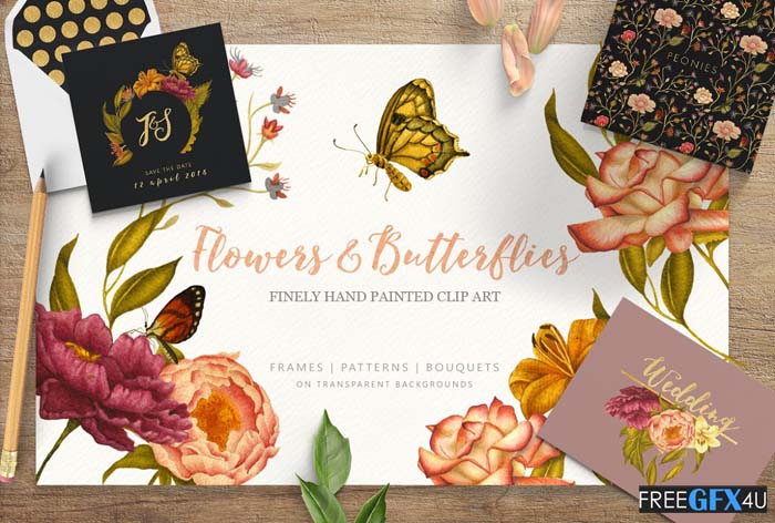 Flowers & Butterflies Clipart