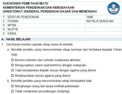 Download Instrumen Formulir Kuesioner PMP SMK 2019 Terbaru