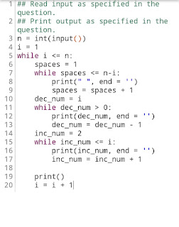 Print pyramid number pattern in python: Pyramid number pattern in python