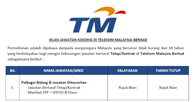 jawatan tm 2021