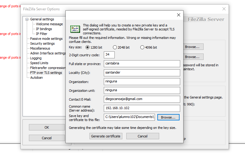 Filezilla Server en Windows 10
