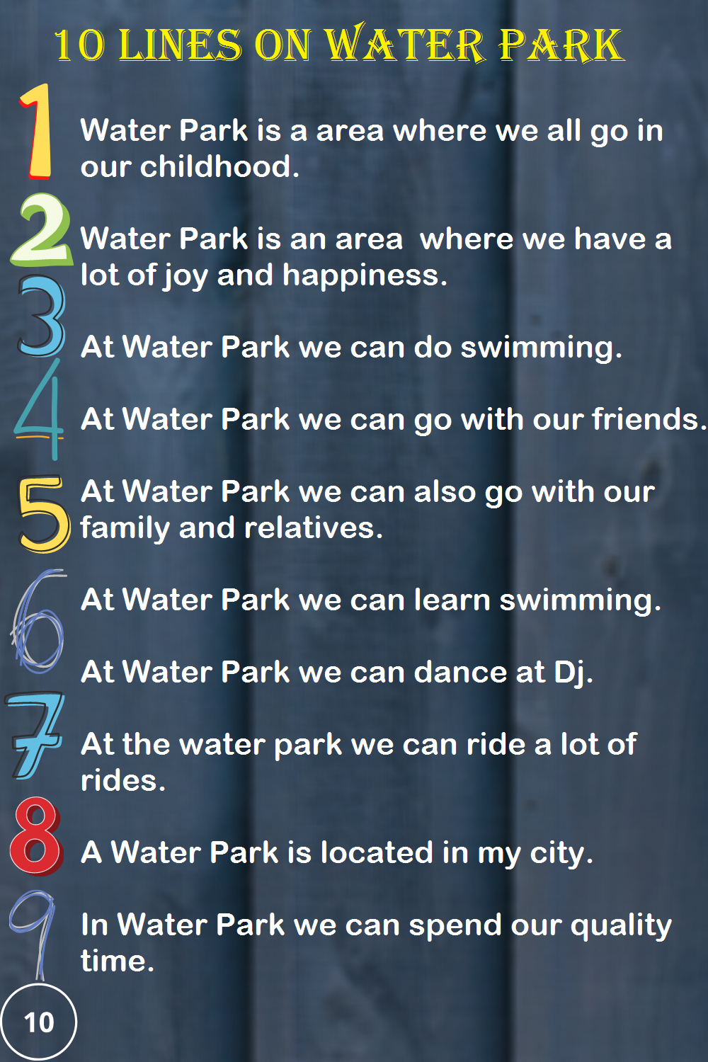 essay on water park for class 1