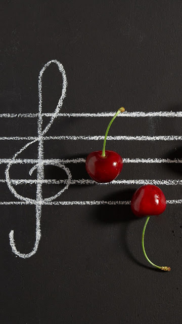 HD wallpaper cherries, notes, music, berries