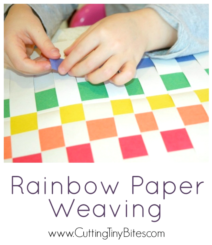 Fine Motor Craft for Kids. Make a colorful woven rainbow mat with paper. Great for preschoolers, with simple materials.