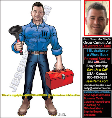 Plumber holding a Plunger Truck Wrap Ad