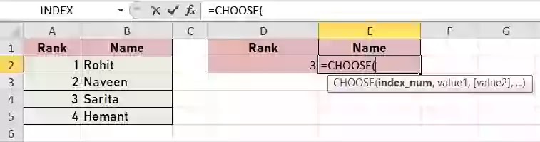 CHOOSE Function in excel in hindi, how to use choose function in excel in hindi CHOOSE Function in excel in hindi
