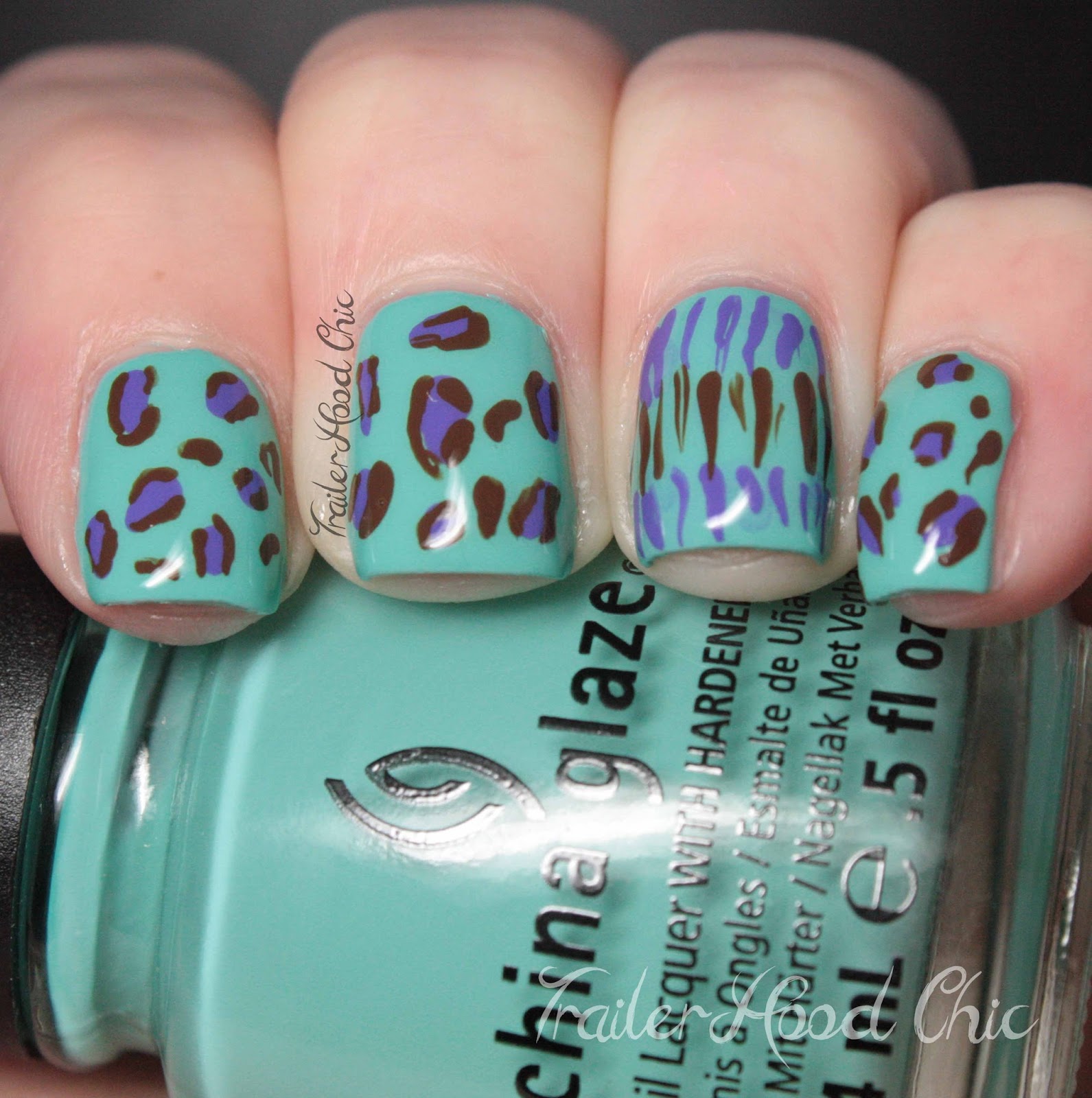 TrailerHood Chic: Aqua Leopard Nails
