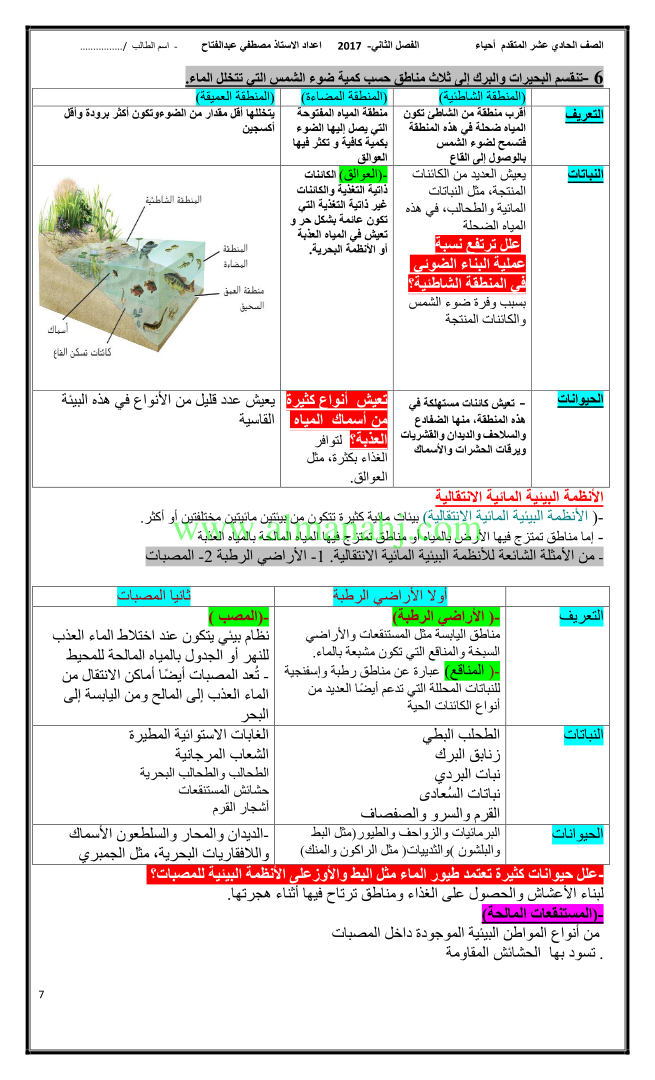 من أنواع الأنظمة البيئية الانتقالية؟