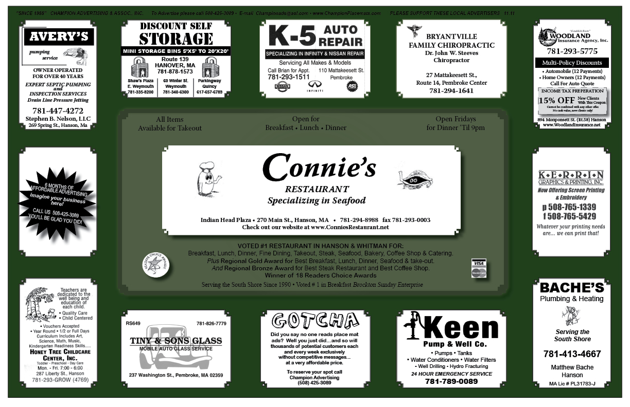 CHAMPION ADVERTISING & ASSOCIATES INC. CONNIE'S RESTAURANT