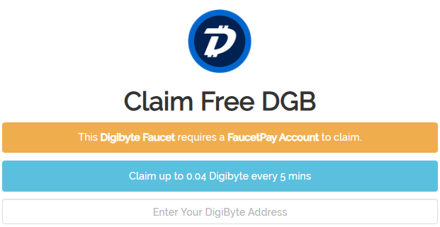 Cara mendapatkan faucet Digibyte (DGB) gratis setiap 5 menit