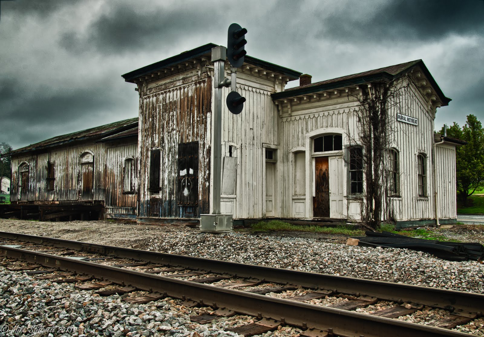 Walking On Empty Rural Retreat Train Depot