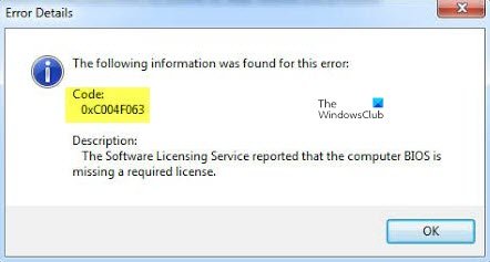 Windows 激活错误 0xc004f063