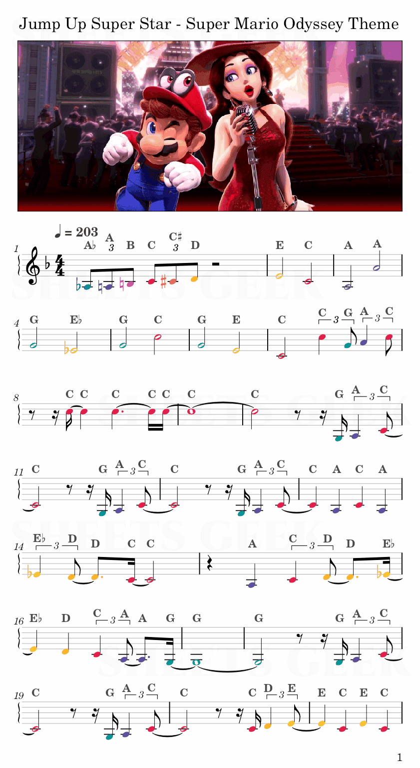 Jump Up Super Star - Super Mario Odyssey Theme | Easy Sheet Music