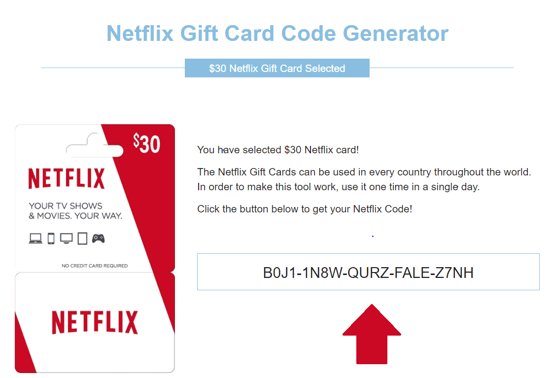 Netflix Free Gift Card Code Generator Without Human Verification