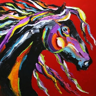 oleo caballo abstracto pintura
