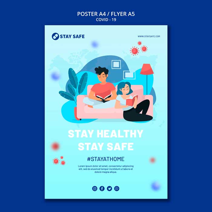 Covid-19 Poster Template With Illustration Covid-19 Poster Template