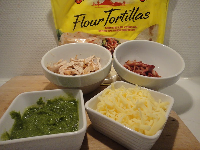 Eli´s matunivers Quesadillas med pesto, kylling og bacon