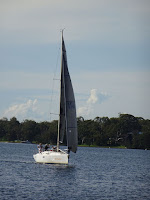 Sailing in light winds (Lake Macquarie, NSW, Australia)