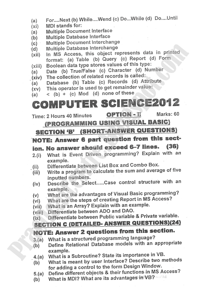 Computer-science-2012-five-year-paper-class-XII