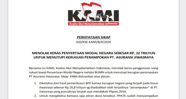 Pernyataan Sikap KAM1, Ada 9 Kata Perampokan, Singgung Pilpres 2019 Pernyataan Sikap KAM1, Ada 9 Kata Perampokan, Singgung Pilpres 2019