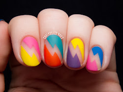nails nail 80s matte colorful designs thunderbolt rewind lippmann deborah bolts bold lightning neon bolt 80 polish sign negative space